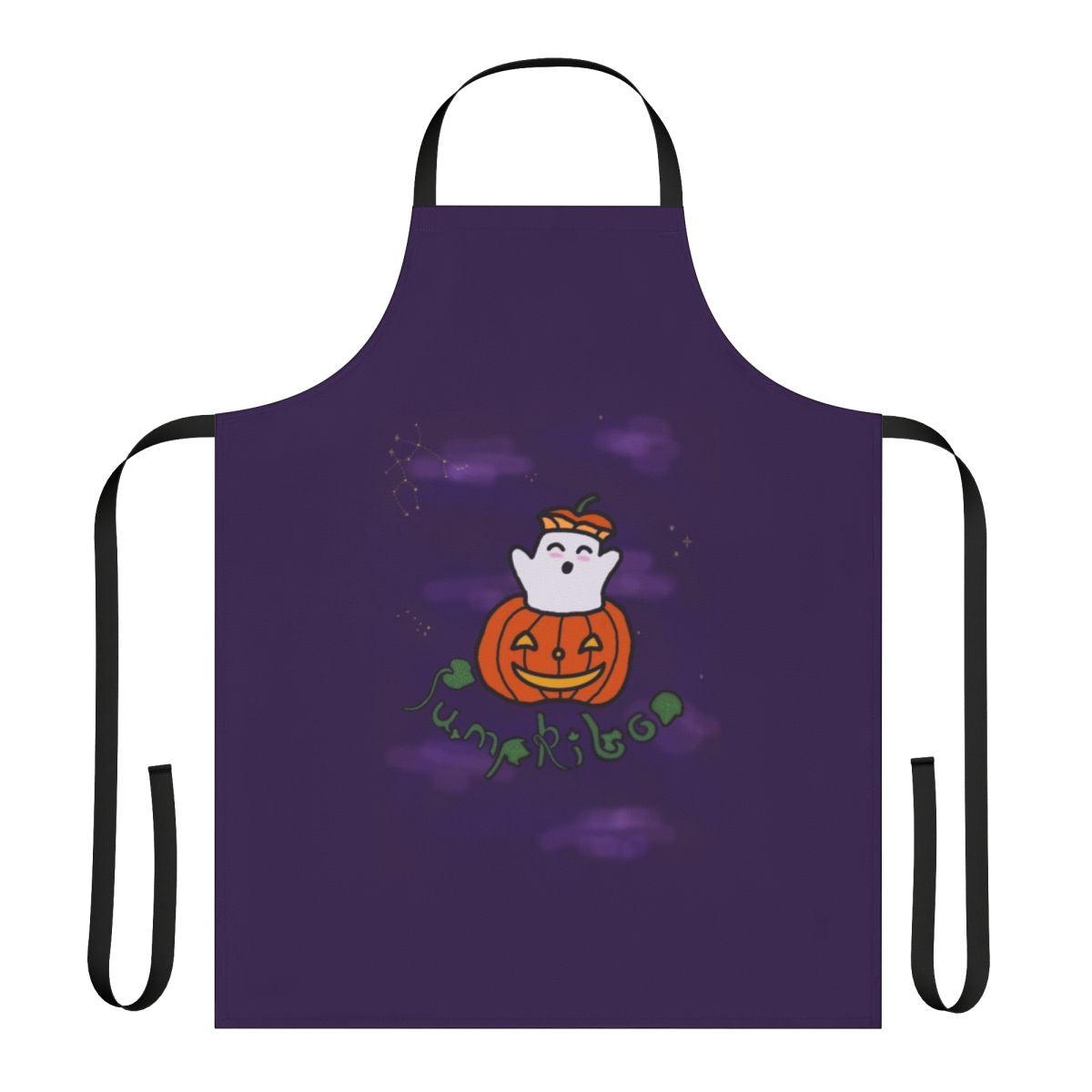 Spooky pumpkin-themed apron with ghost and star design for Halloween