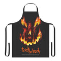 Spooky retro rock n roll themed Halloween apron with horror movie and music references