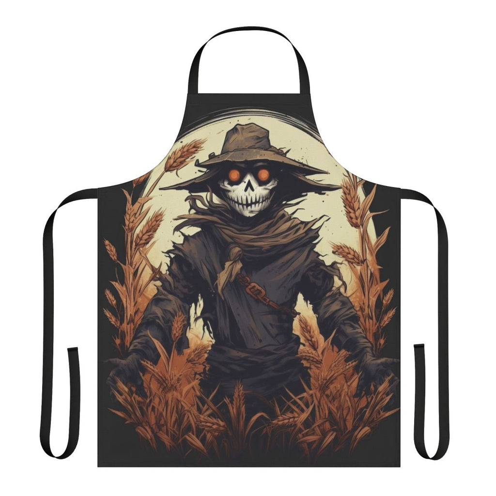 Scarecrow-themed Halloween apron with spooky, creepy design