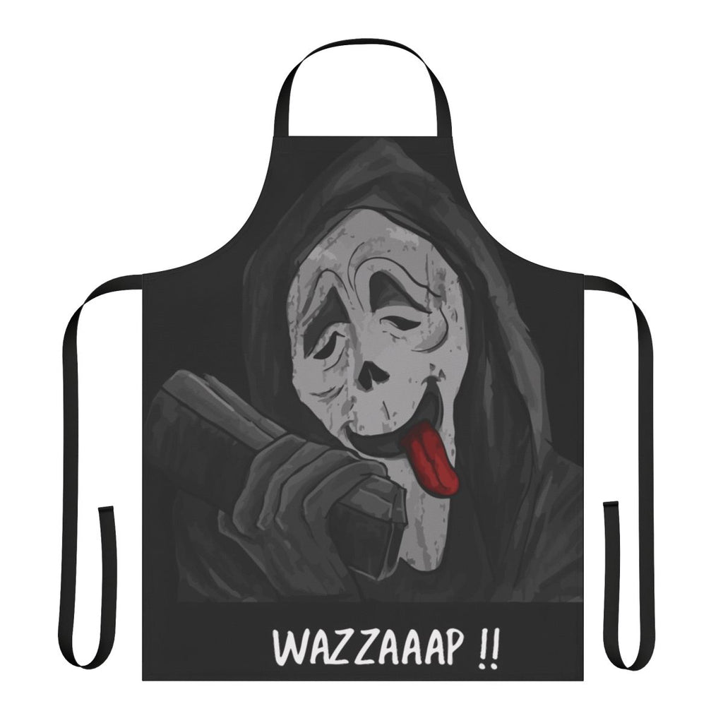 Apron featuring the iconic "Wazzaaap" horror movie quote