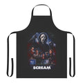 Scream horror movie themed apron with ghostface and other iconic elements