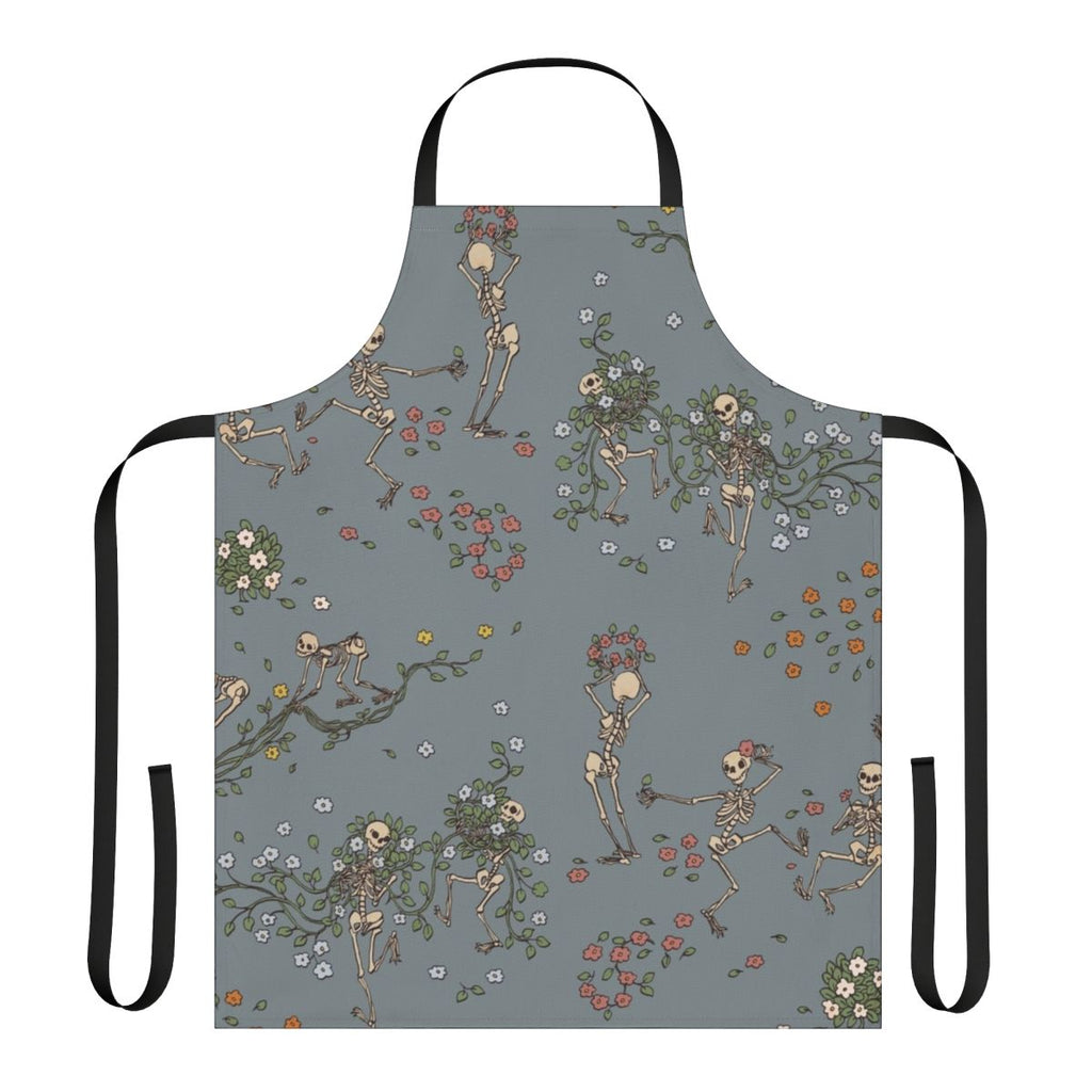 Spooky skeleton apron with floral garlands design