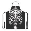 Skeleton rib cage printed on a black apron with adjustable neck and waist straps