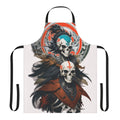 Skeleton warrior design printed on a black apron