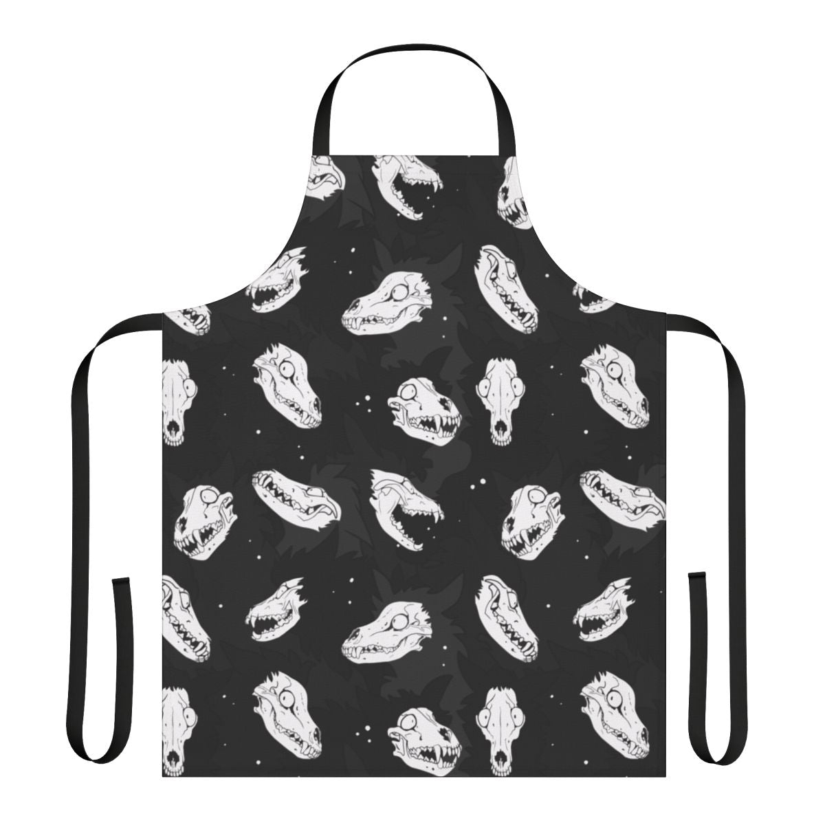 Apron featuring a spooky skull dog design, inspired by the SCP-1471 "Mal0" creature