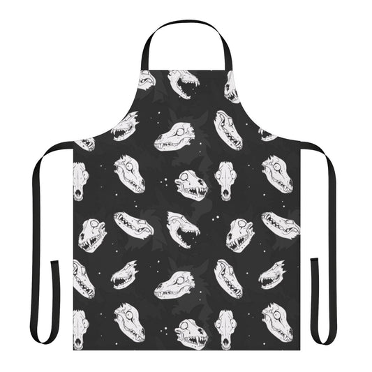 Apron featuring a spooky skull dog design, inspired by the SCP-1471 "Mal0" creature