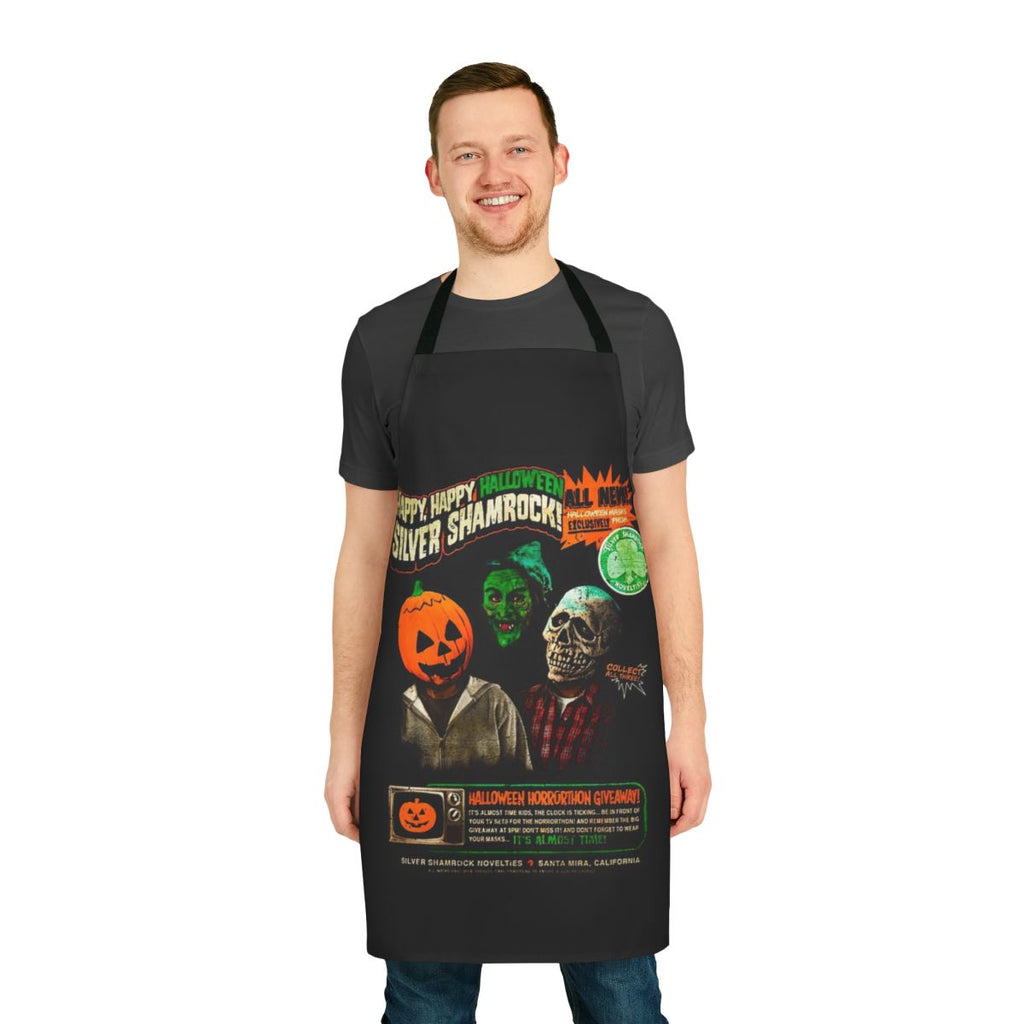 Skull graphic apron inspired by the cult classic horror film Halloween 3: Season of the Witch