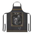 Spooky sleep deprivation horror-themed apron with Russian sleep experiment inspired graphic