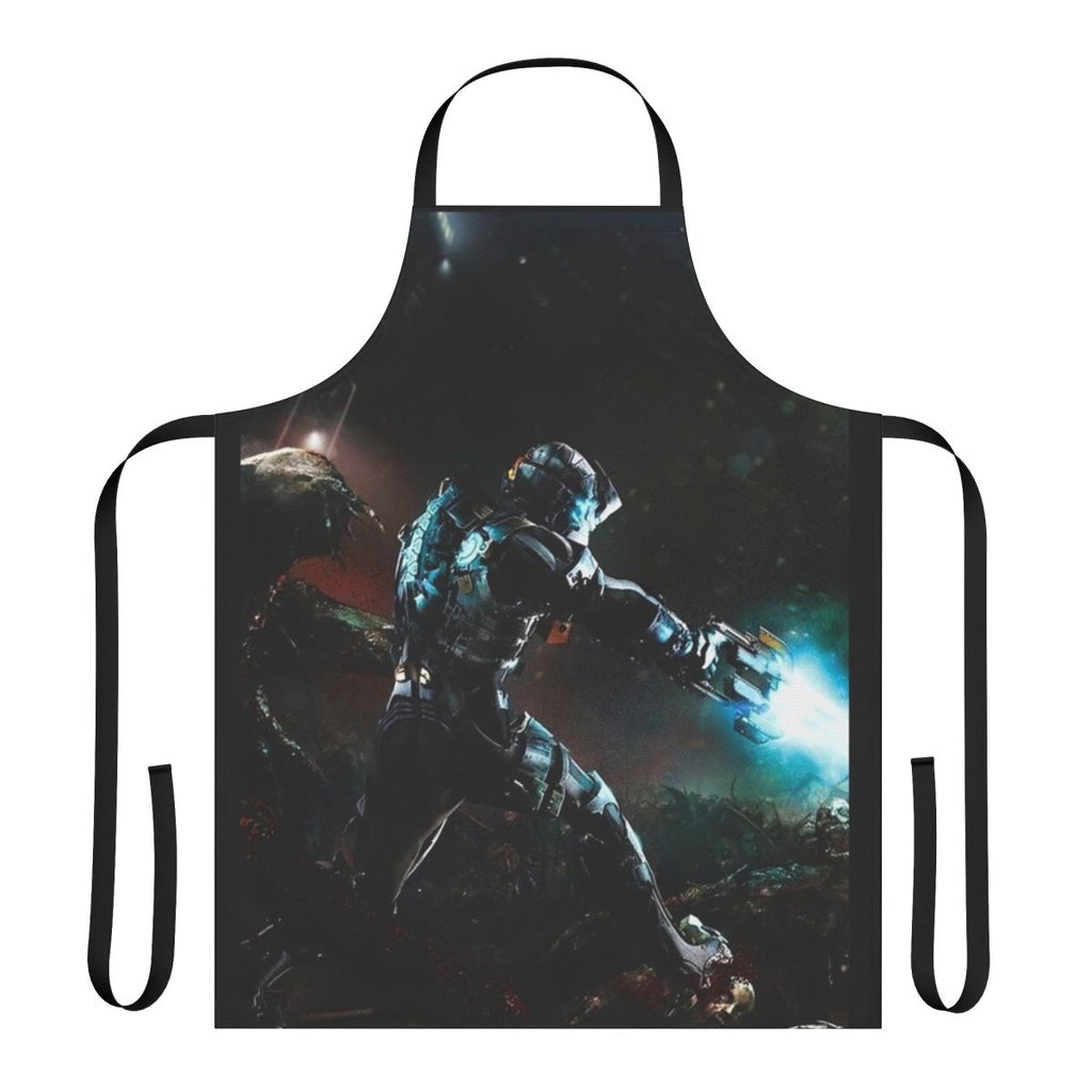 A black apron featuring the iconic Dead Space logo and characters, perfect for horror and sci-fi fans