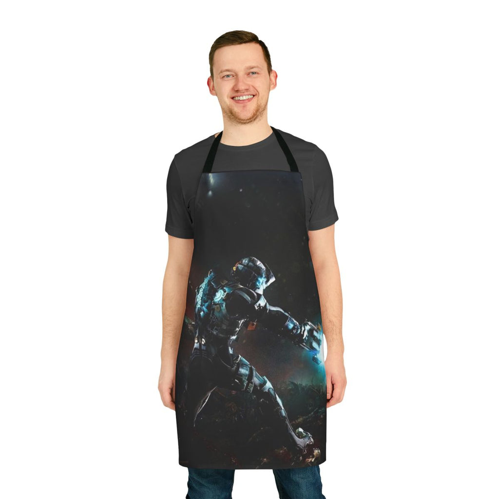 A black apron featuring the iconic Dead Space logo and characters, perfect for horror and sci-fi fans