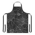 Spooky spider web design on a black apron, perfect for Halloween and autumn
