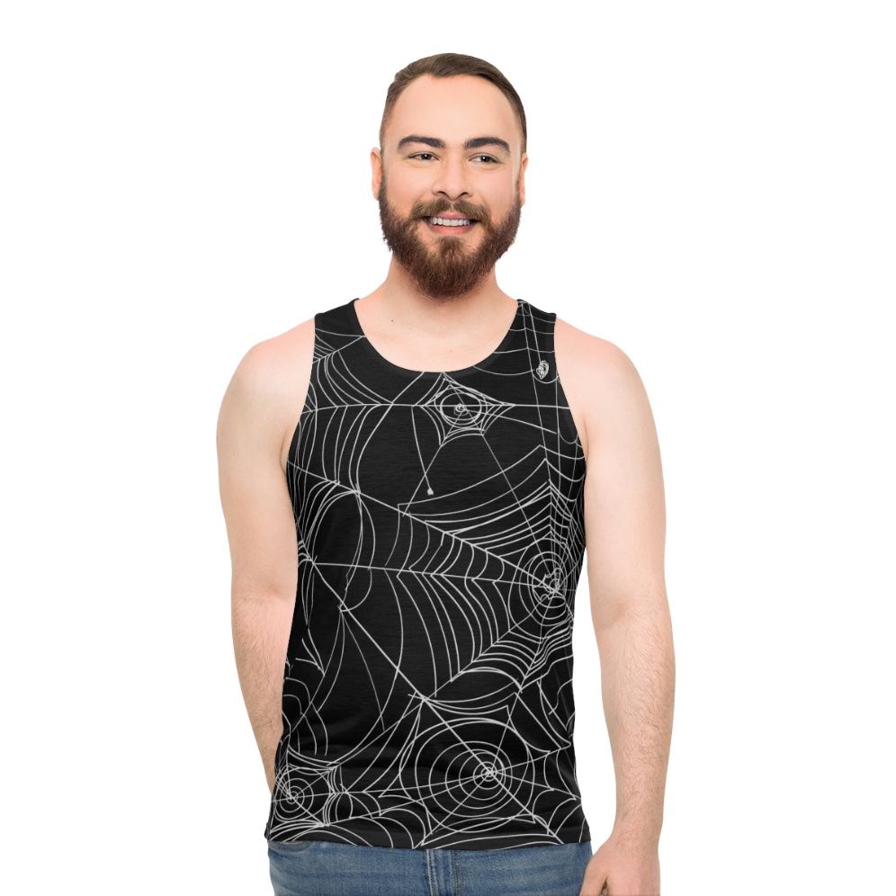 Spooky spider web unisex tank top