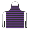 Purple and black striped apron with a spooky, witchy design