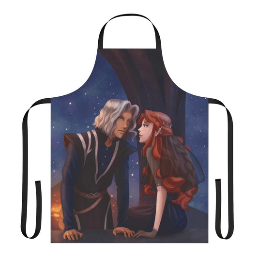 Spooky and stylish vampire-themed apron, perfect for cooking and baking with a gothic flair.