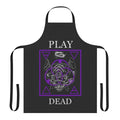 Stylish black apron with a play dead vampire bat design, perfect for goth and alternative music fans.