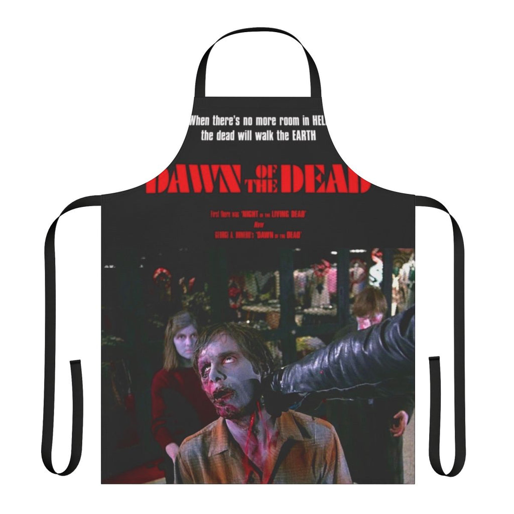 Zombie-themed apron with horror movie references