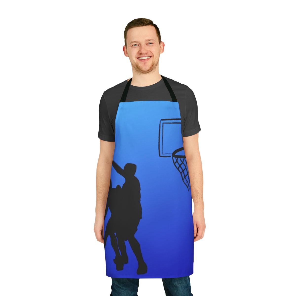 Sports-themed apron with basketball motif