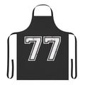Apron with sports jersey inspired design featuring the number 77