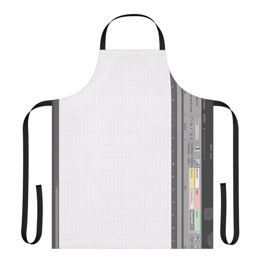 Spreadsheet-themed apron featuring a retro 8-bit design
