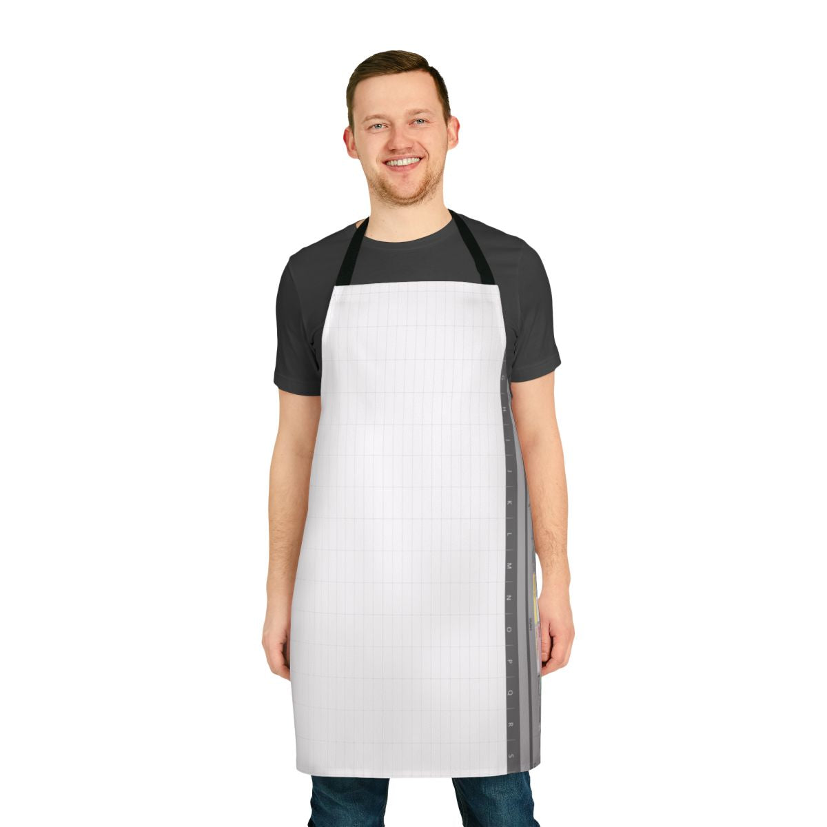 Spreadsheet-themed apron featuring a retro 8-bit design
