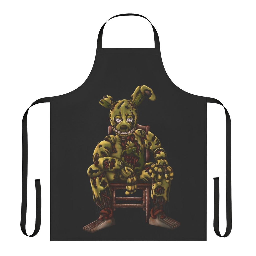 A horror-themed apron featuring the Springtrap animatronic character from the Five Nights at Freddy's video game series.