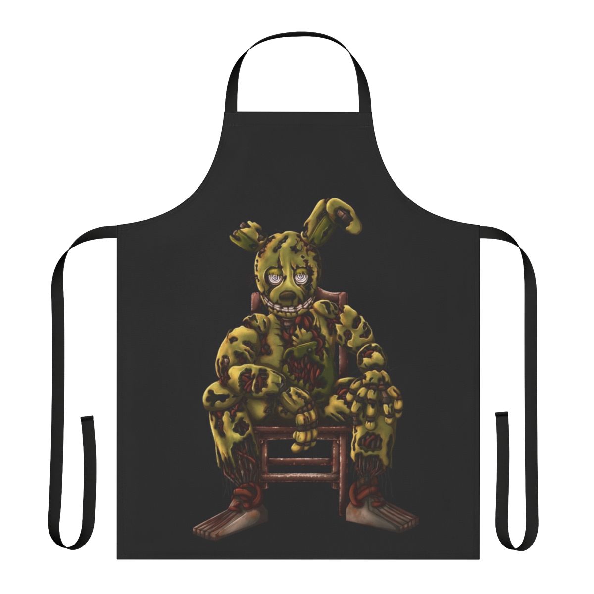 A horror-themed apron featuring the Springtrap animatronic character from the Five Nights at Freddy's video game series.