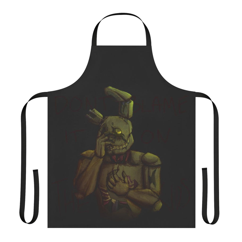 Springtrap-inspired horror apron featuring the iconic animatronic character from the Five Nights at Freddy's video game series.