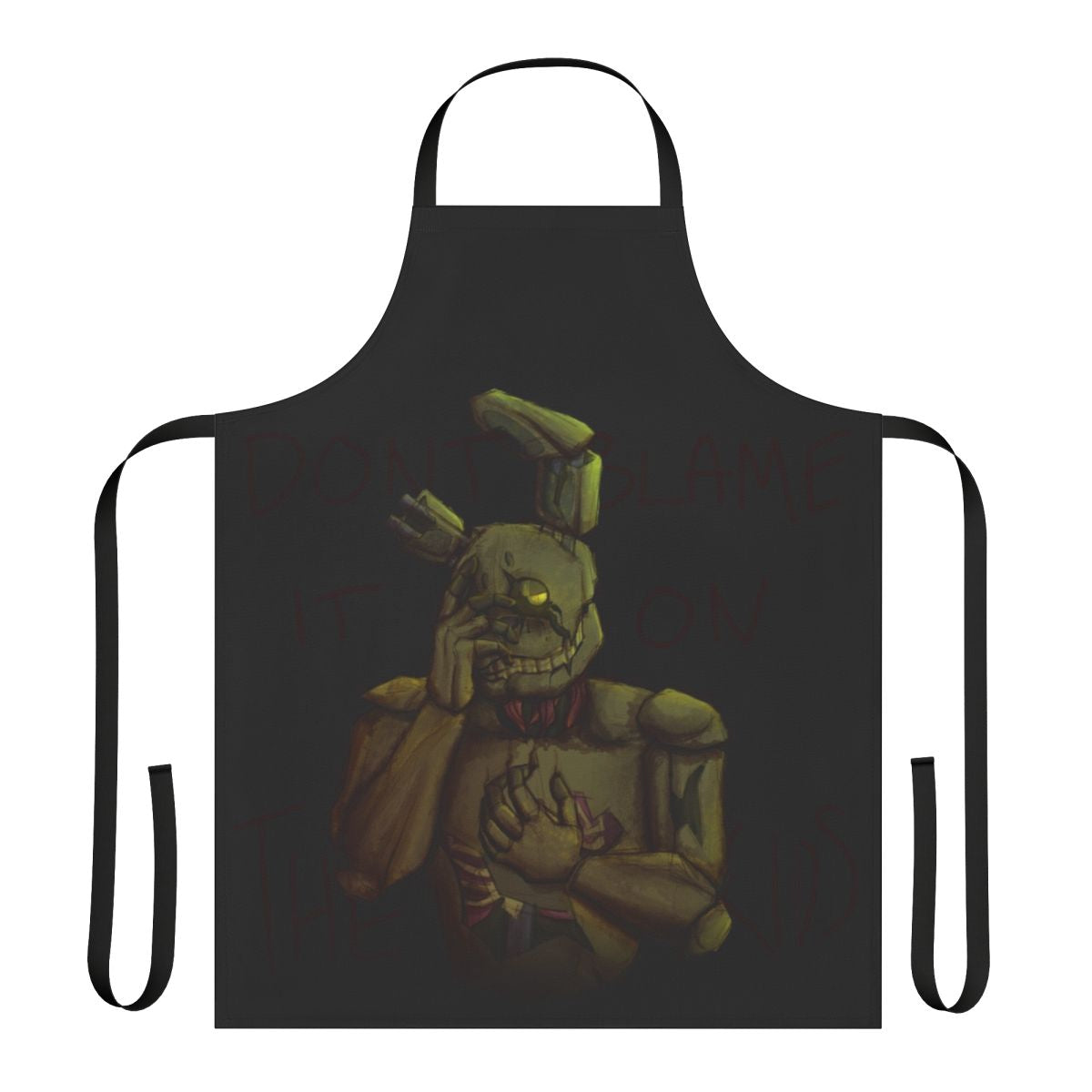 Springtrap-inspired horror apron featuring the iconic animatronic character from the Five Nights at Freddy's video game series.