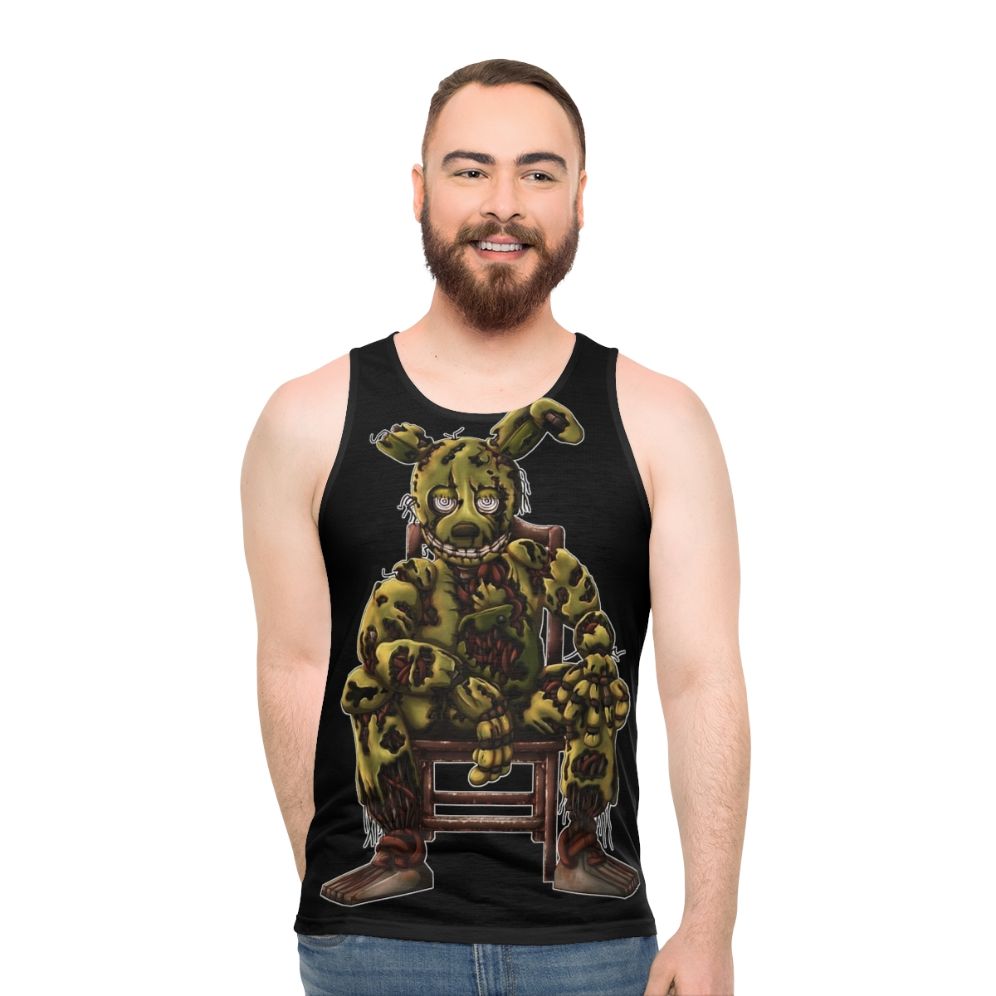 Springtrap Unisex White Outline Tank Top
