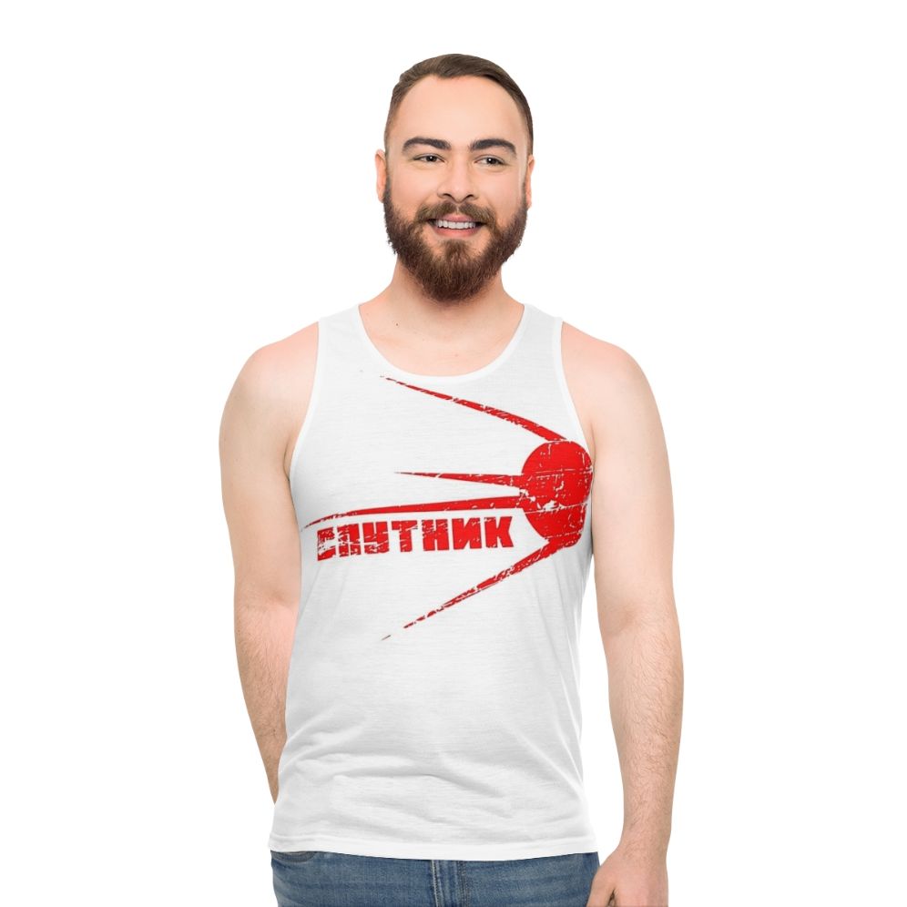 Sputnik Unisex Tank Top with Soviet Space Program Design