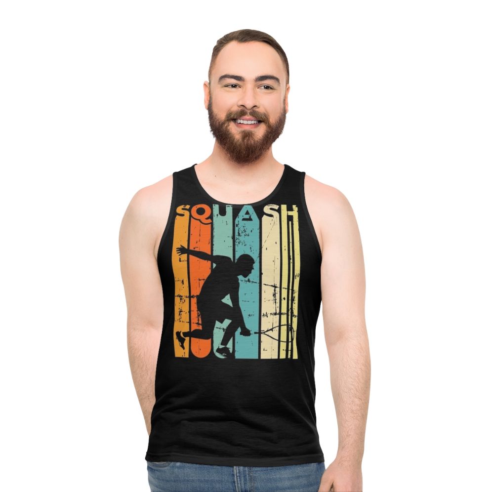 Squash and tennis player wearing a retro team unisex tank top