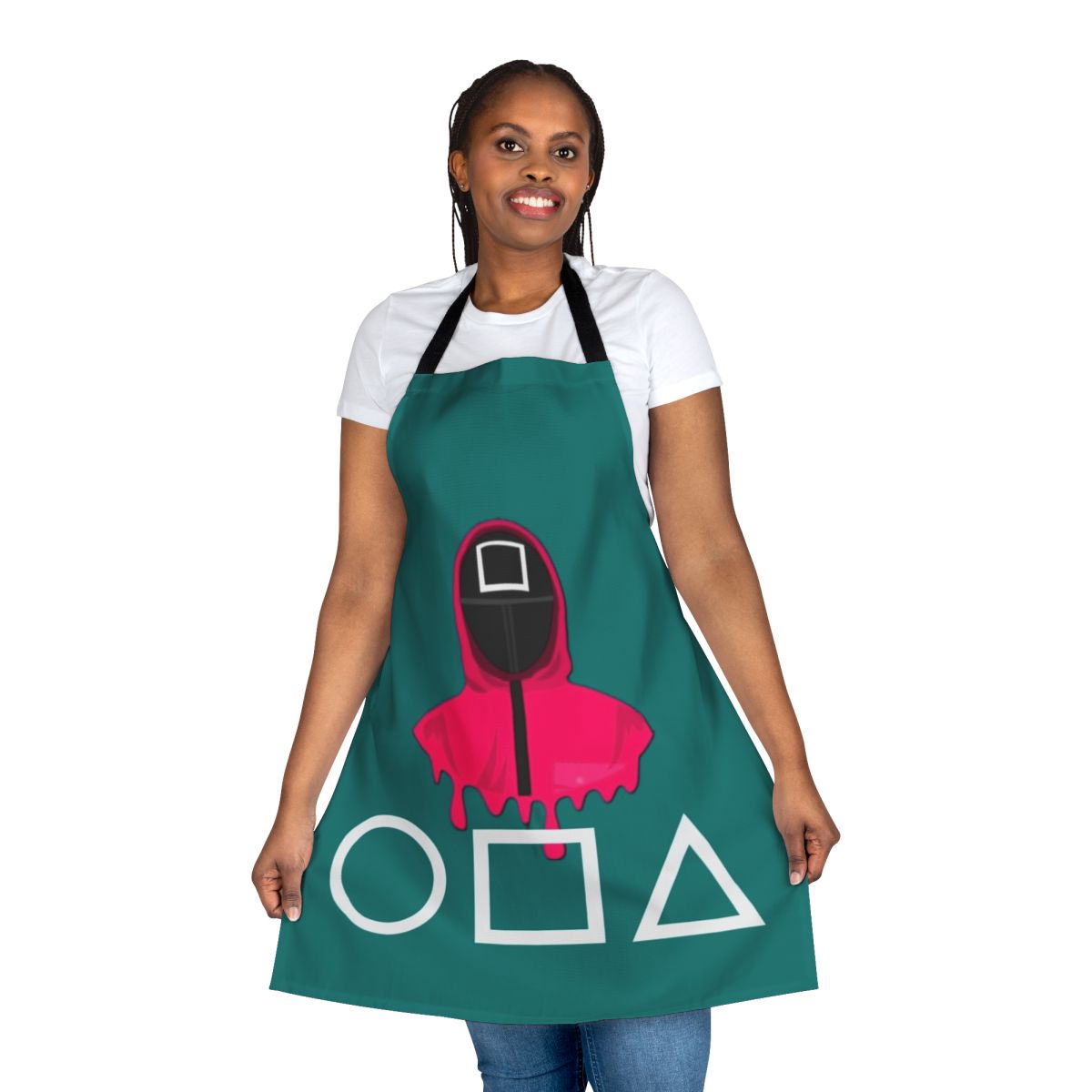 Squid Game Inspired Apron with Iconic Symbols and Imagery