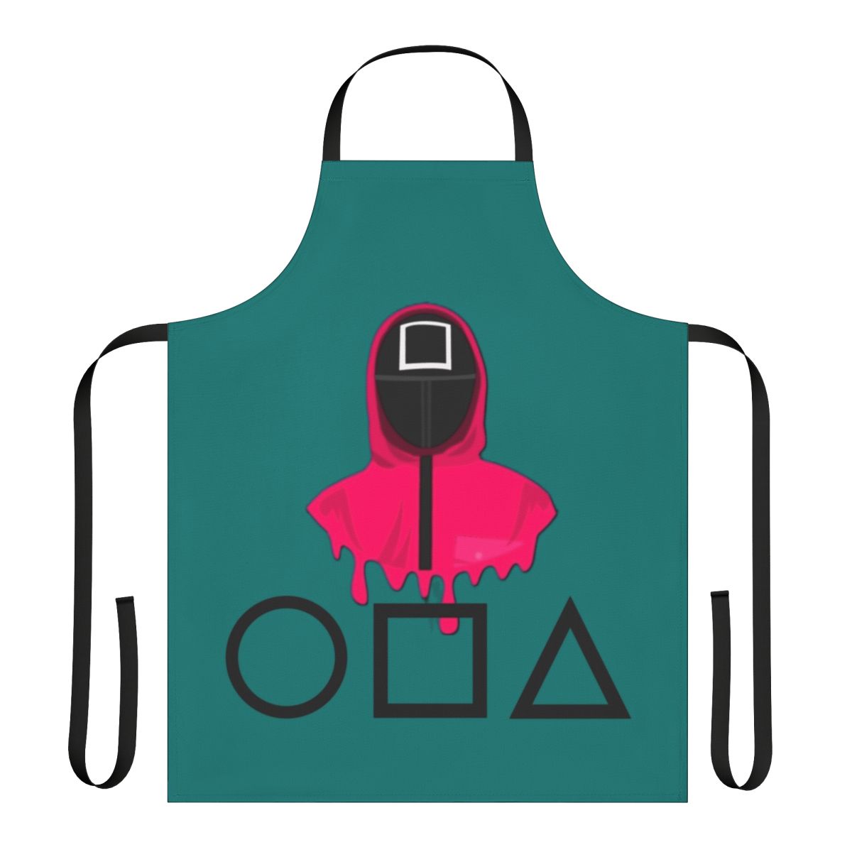 Squid Game inspired apron featuring the iconic pink soldiers