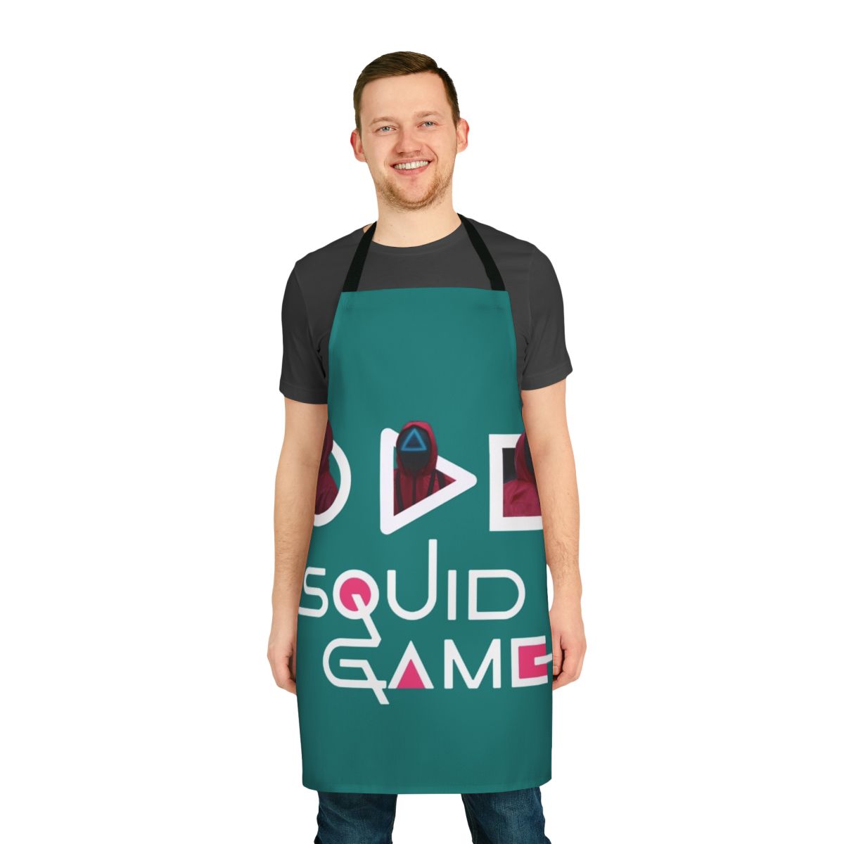 Squid Game Themed Apron with Iconic Pink Soldier Design