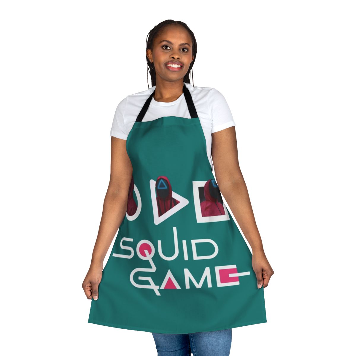 Squid Game Themed Apron with Iconic Pink Soldier Design