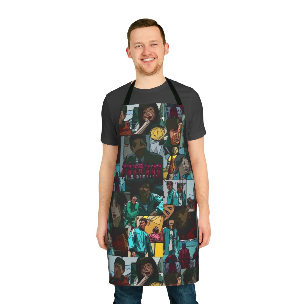 Squid Game inspired apron featuring a unique fan art design