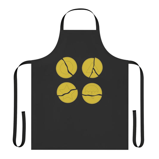 Squid Game-themed apron featuring a design inspired by the iconic broken dalgona cookie challenge from the hit Netflix series.