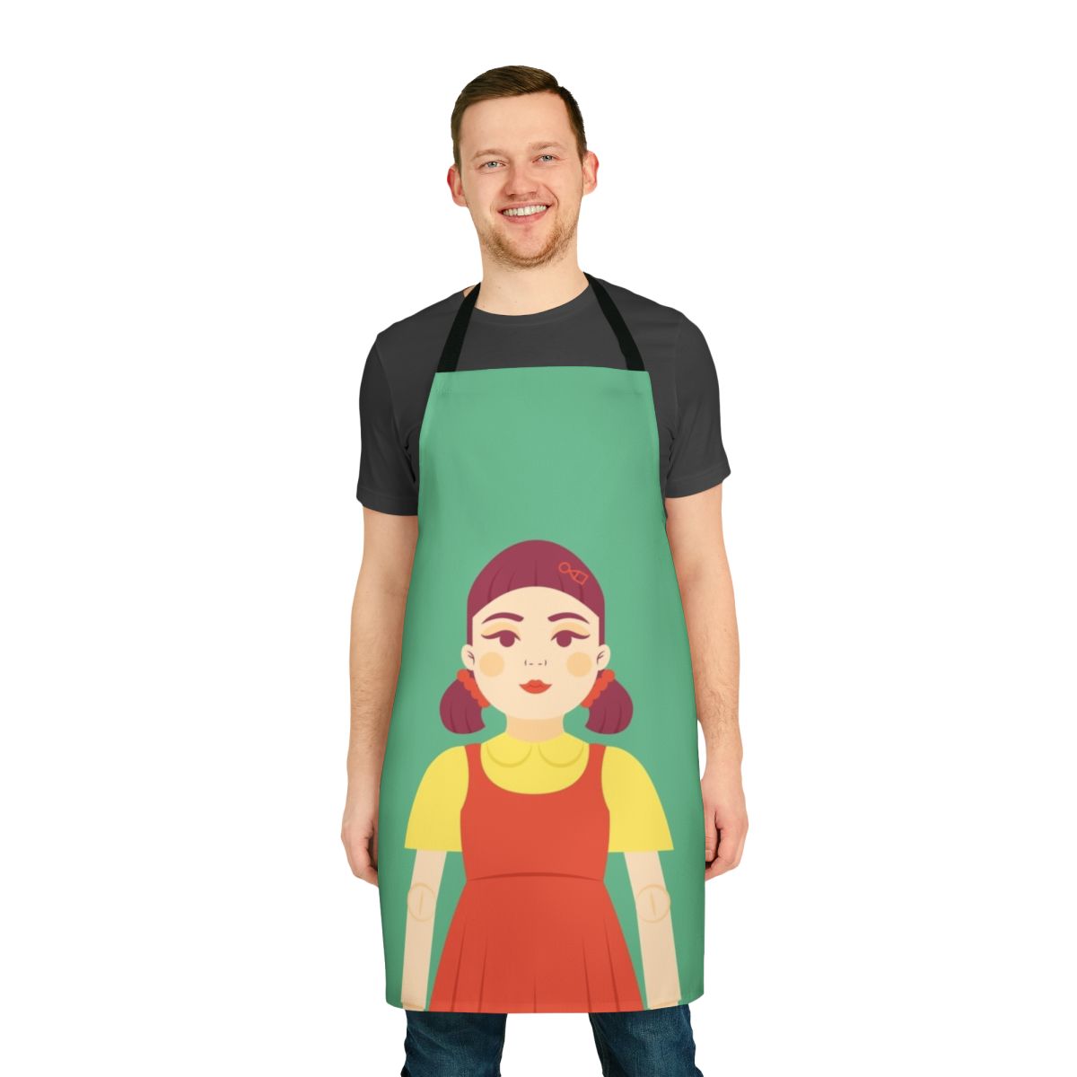 Squid Game Cosplay Apron with Red Light Green Light Doll