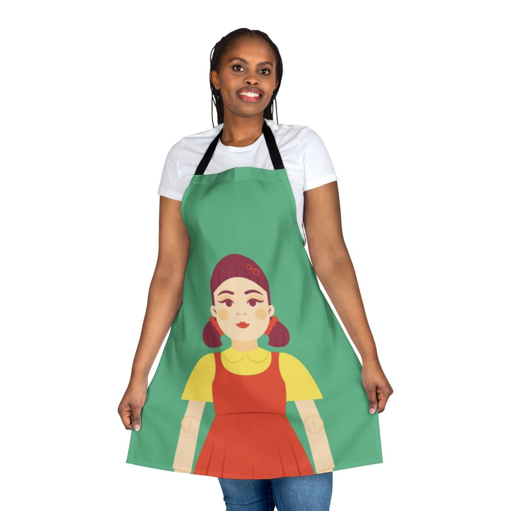 Squid Game Cosplay Apron with Red Light Green Light Doll