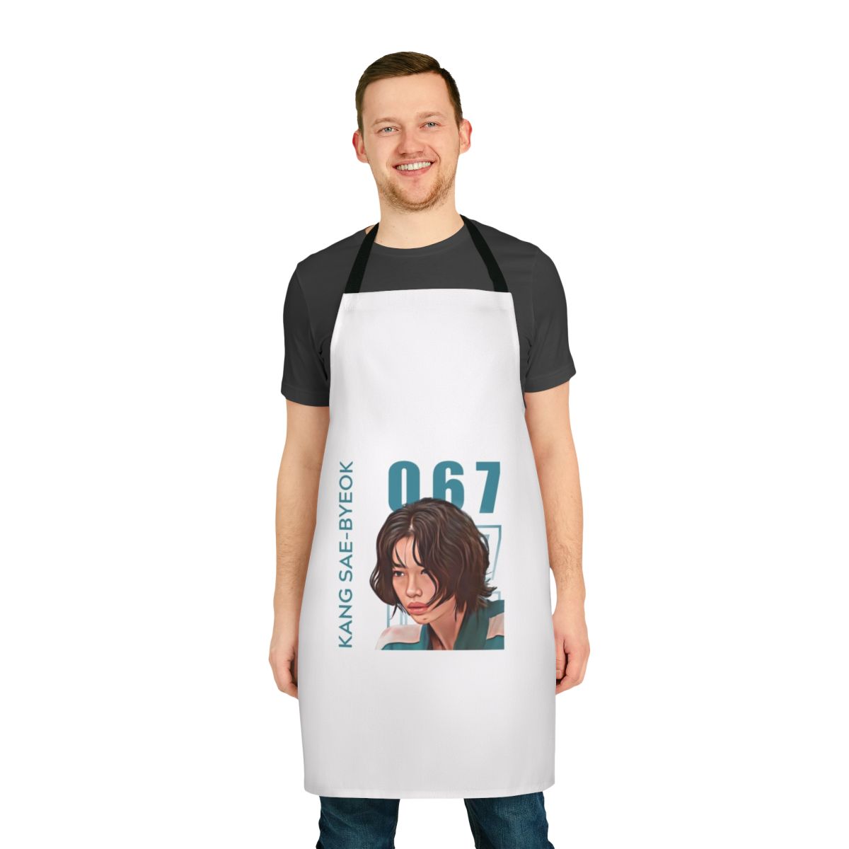 Apron featuring the character Sae Byeok from the Netflix series Squid Game
