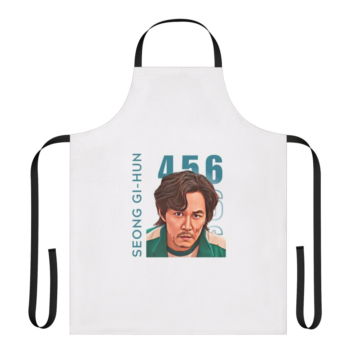 Squid Game inspired apron featuring the character Player 456, Gi Hun
