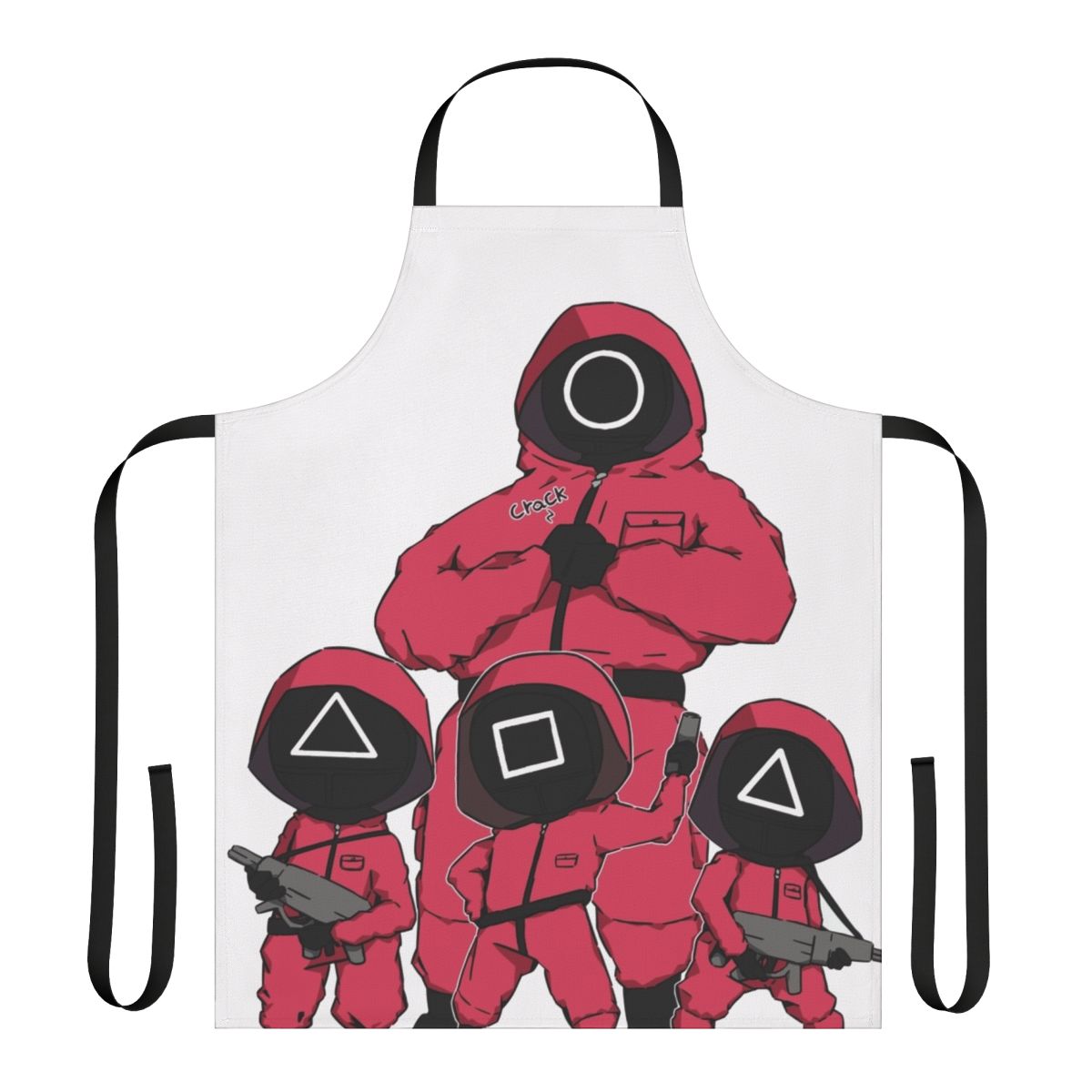 Squid Game-inspired apron featuring the iconic soldiers' uniforms