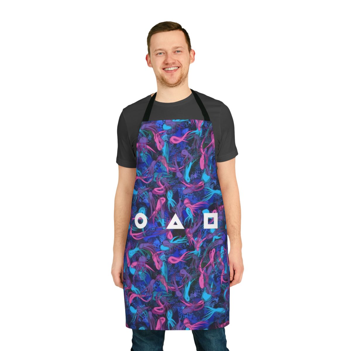Squid Game-inspired apron with a survival pattern design