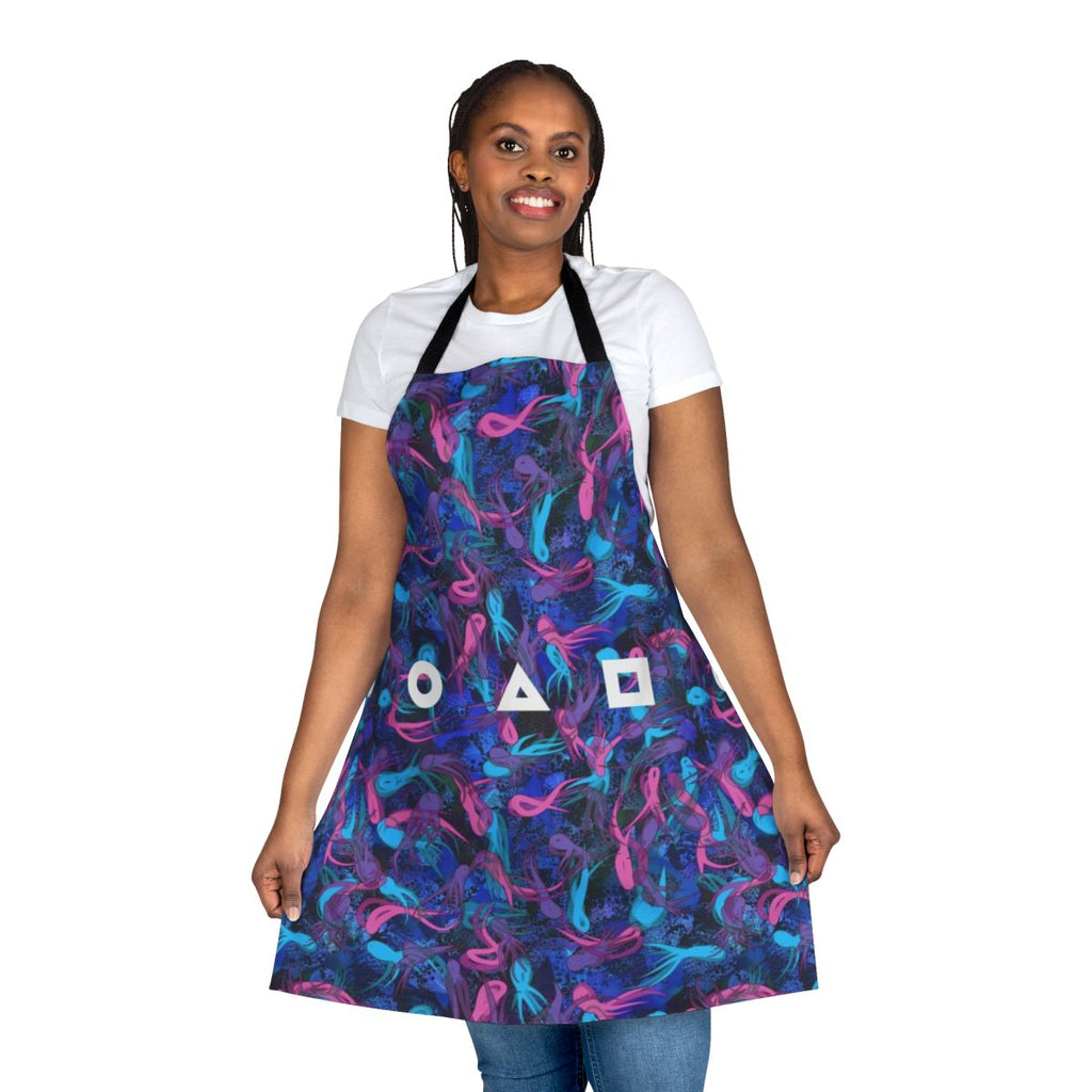 Squid Game-inspired apron with a survival pattern design
