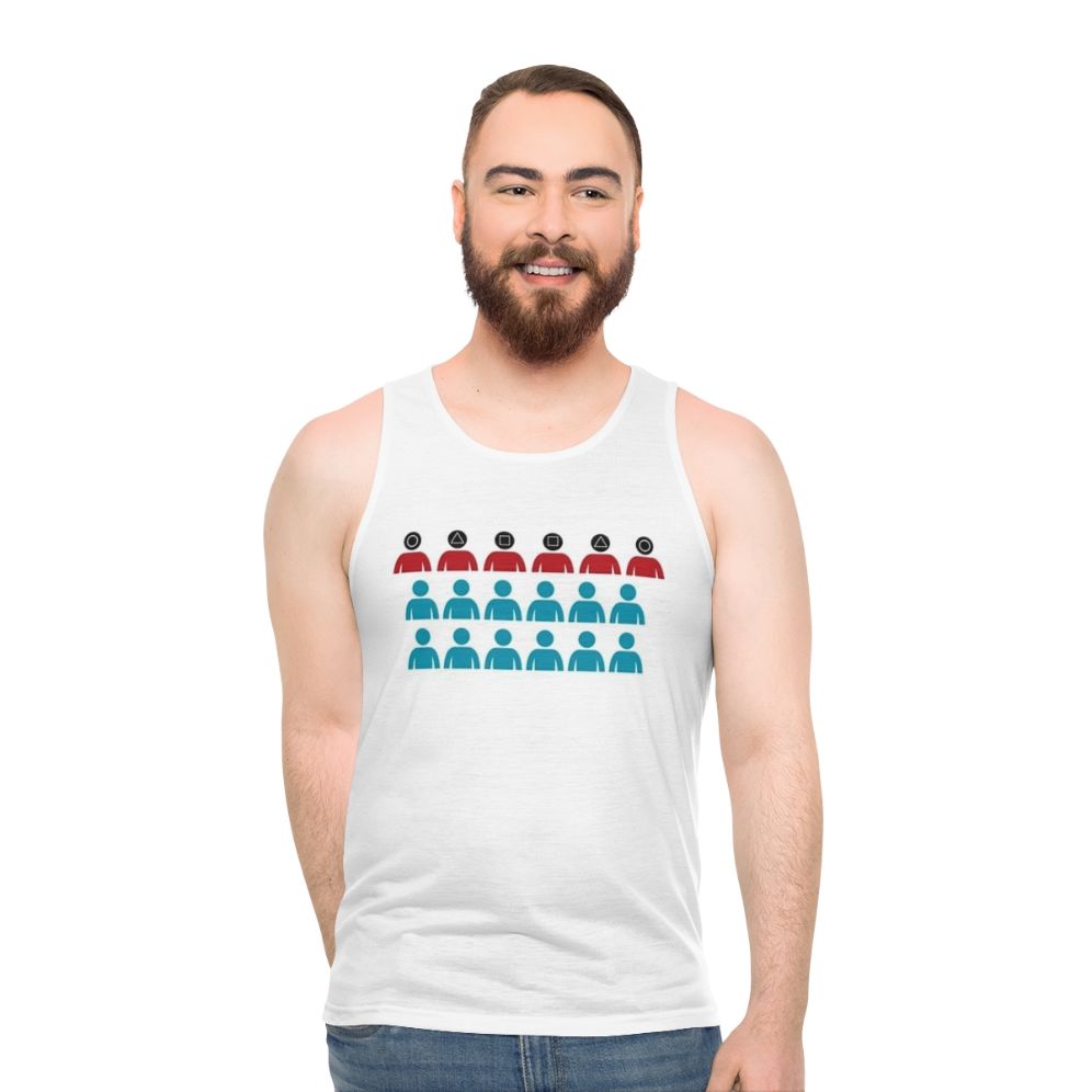 Unisex Squid Game tank top with square pattern design