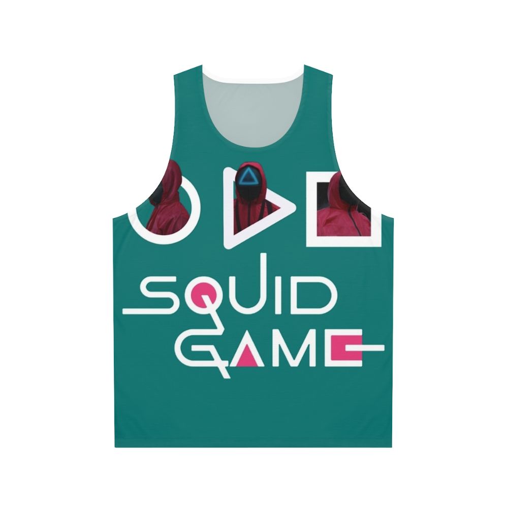 Squid Game inspired unisex tank top with pink soldier design