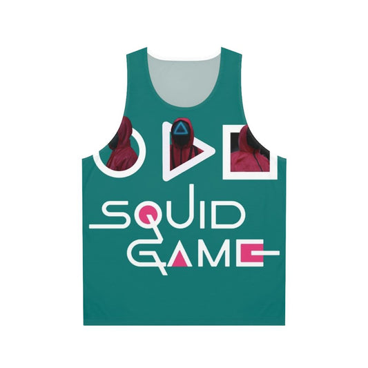 Squid Game inspired unisex tank top with pink soldier design