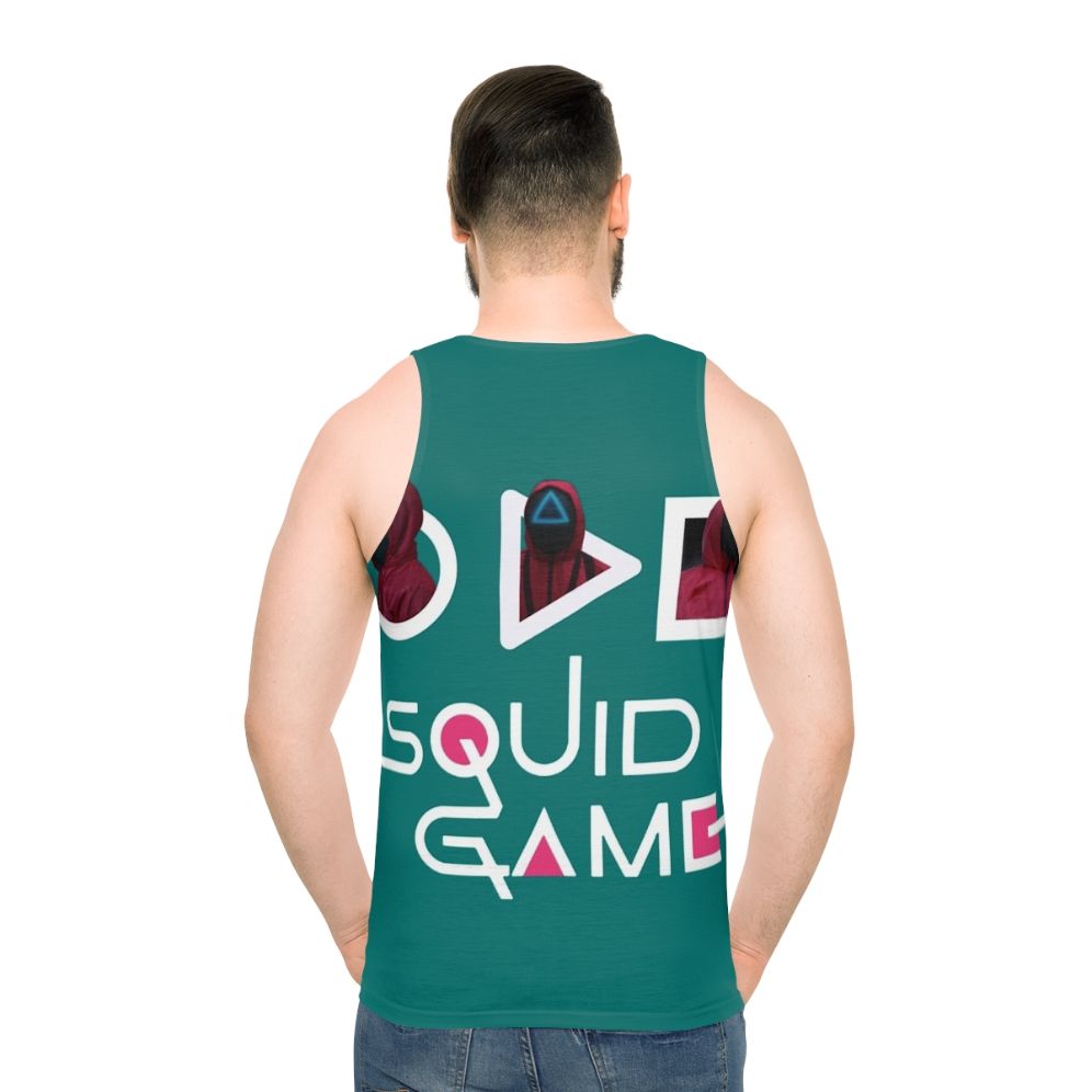 Squid Game inspired unisex tank top with pink soldier design