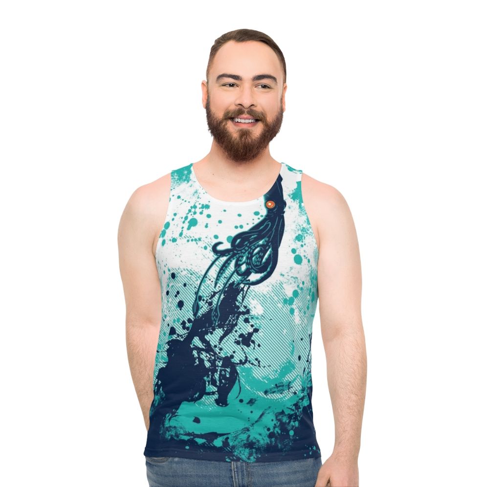 Squid Splash Unisex Tank Top in Water Color Design