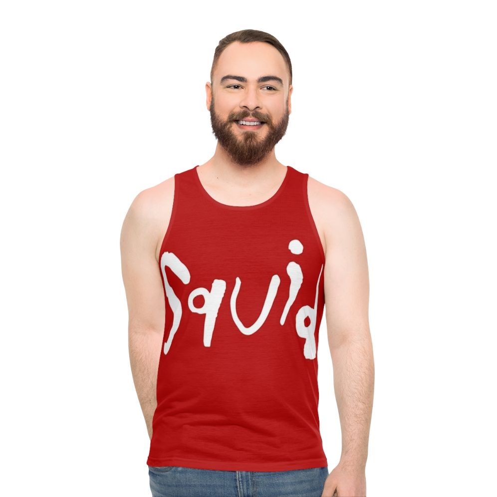 Squid unisex band tank top featuring music album and vinyl record artwork